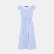 Zara blue striped off-shoulder dress