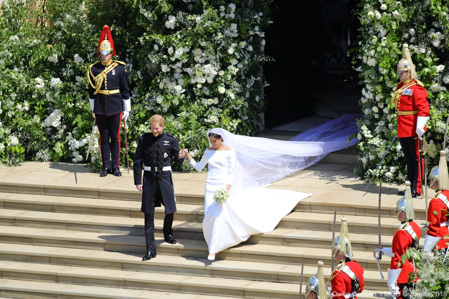 Meghan and Harry at their wedding back in May