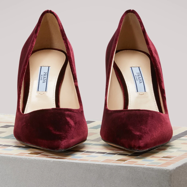Kate Middleton's burgundy velvet heels by Prada
