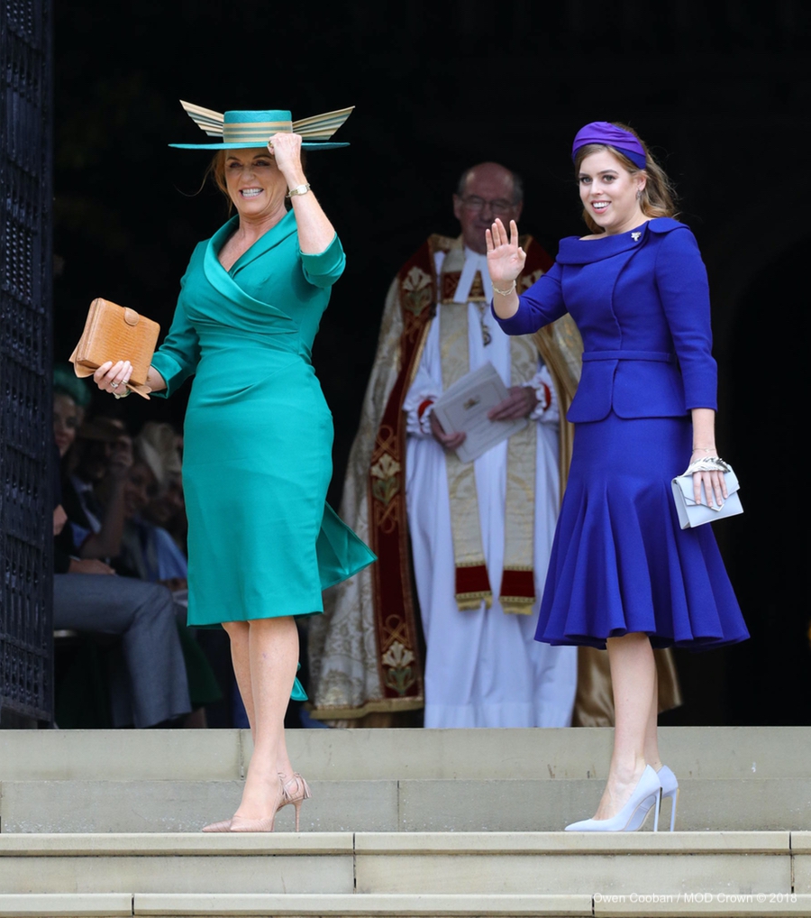 Princess Beatrice and Sarah, Duchess of York at Princess Eugenie's wedding