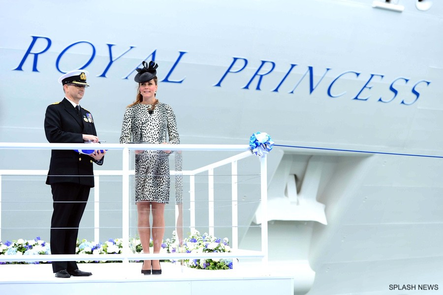 Kate wears Hobbs ‘Dalmatian’ print coat to Royal Princess ship naming ceremony