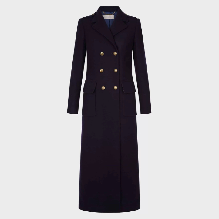 Hobbs London Bianca Maxi Coat in Navy Blue