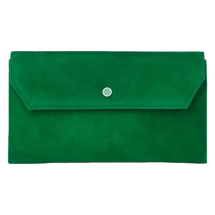 L.K. Bennett Dora Clutch in Green Suede