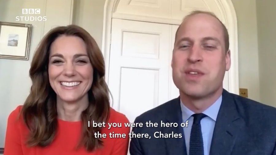 Kate in patriotic red L.K. Bennett dress for video chat with veterans on VE Day