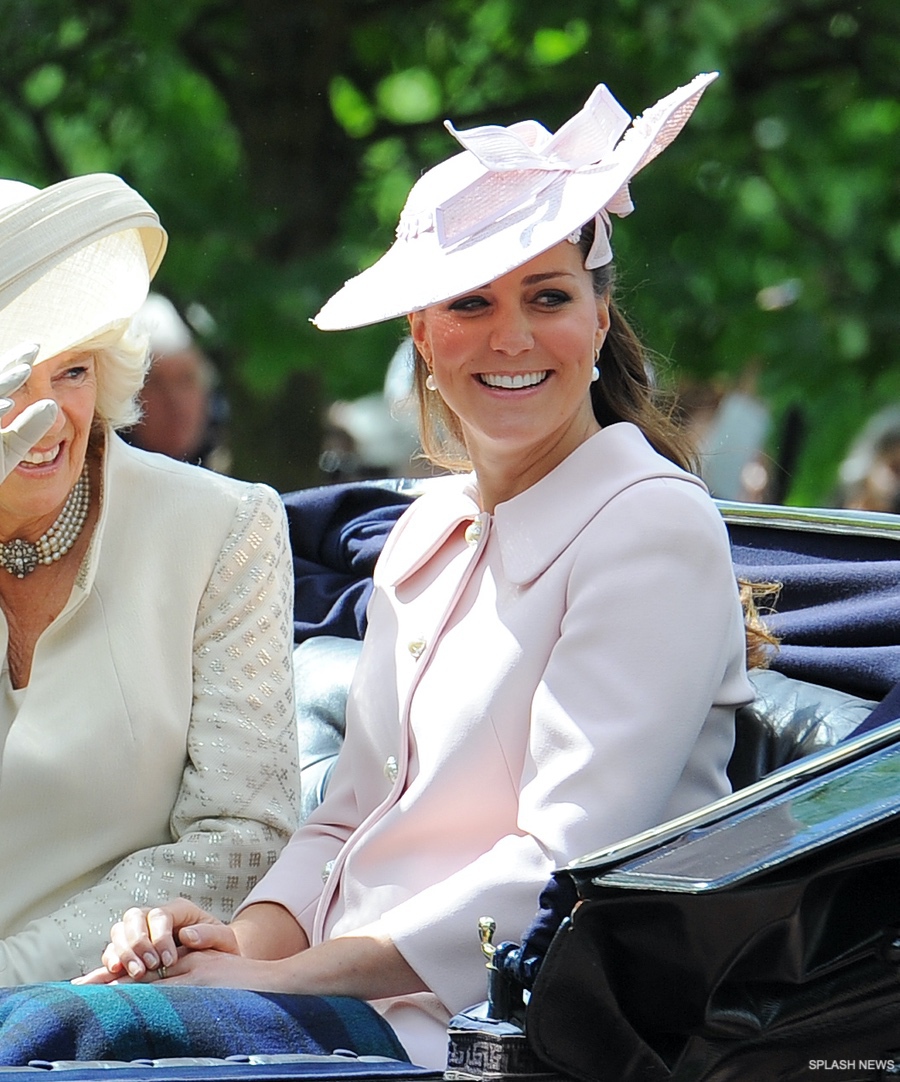 Kate Middleton in Baby Pink Alexander McQueen Outfit for 2013 Trooping the Colour Parade