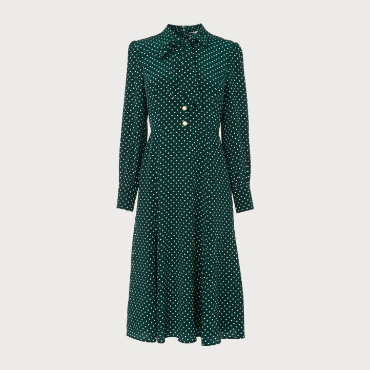 L.K. Bennett Mortimer Dress in Green Polkadot
