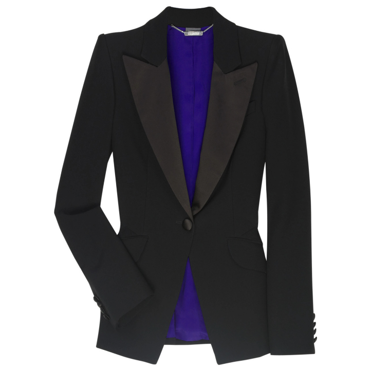 Alexander McQueen Leaf Tuxedo Jacket in Black