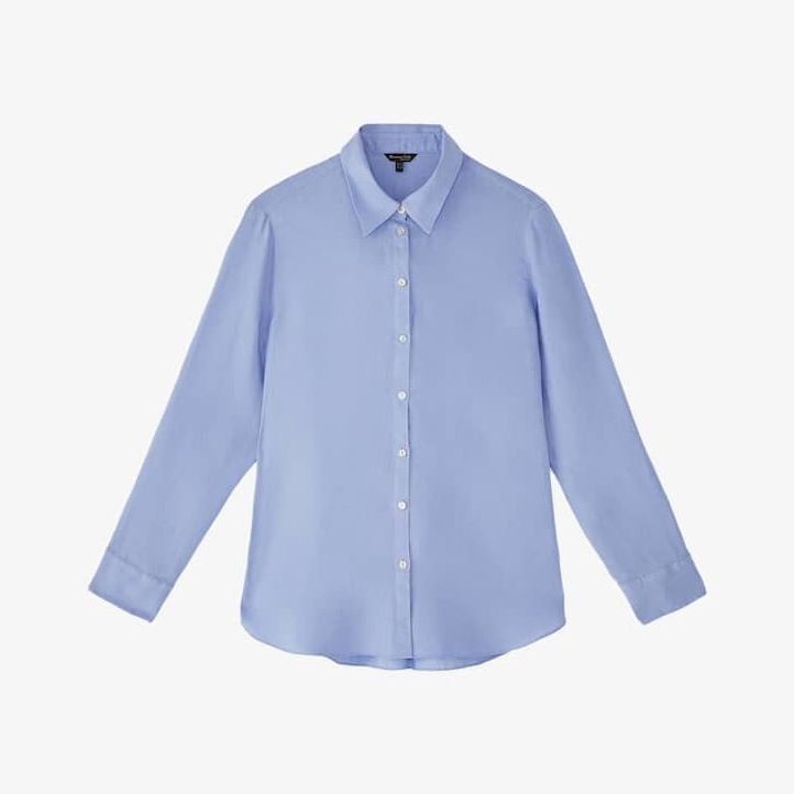 Massimo Dutti Plain 100% Linen Shirt in Sky Blue