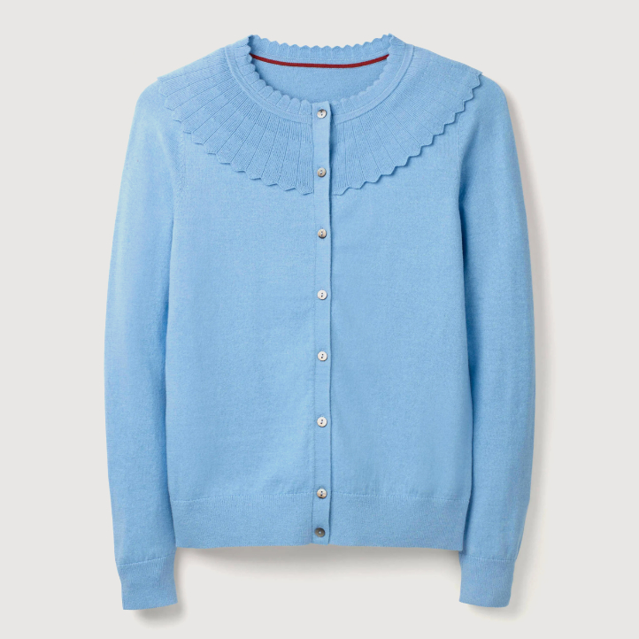 Boden Abercorn Scallop Cardigan in Frosted Blue
