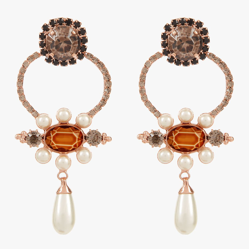Erdem Floral Hoop Drop Earrings