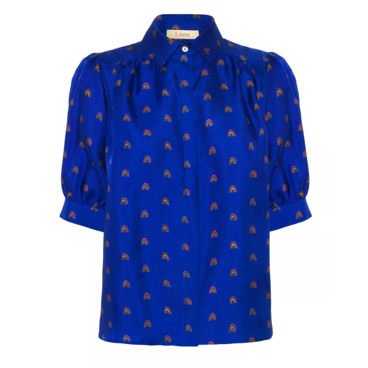 Lisou Betty Blue Rainbow Print Silk Shirt