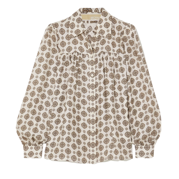 Michael Michael Kors Medallion Silk-blend Jacquard Blouse