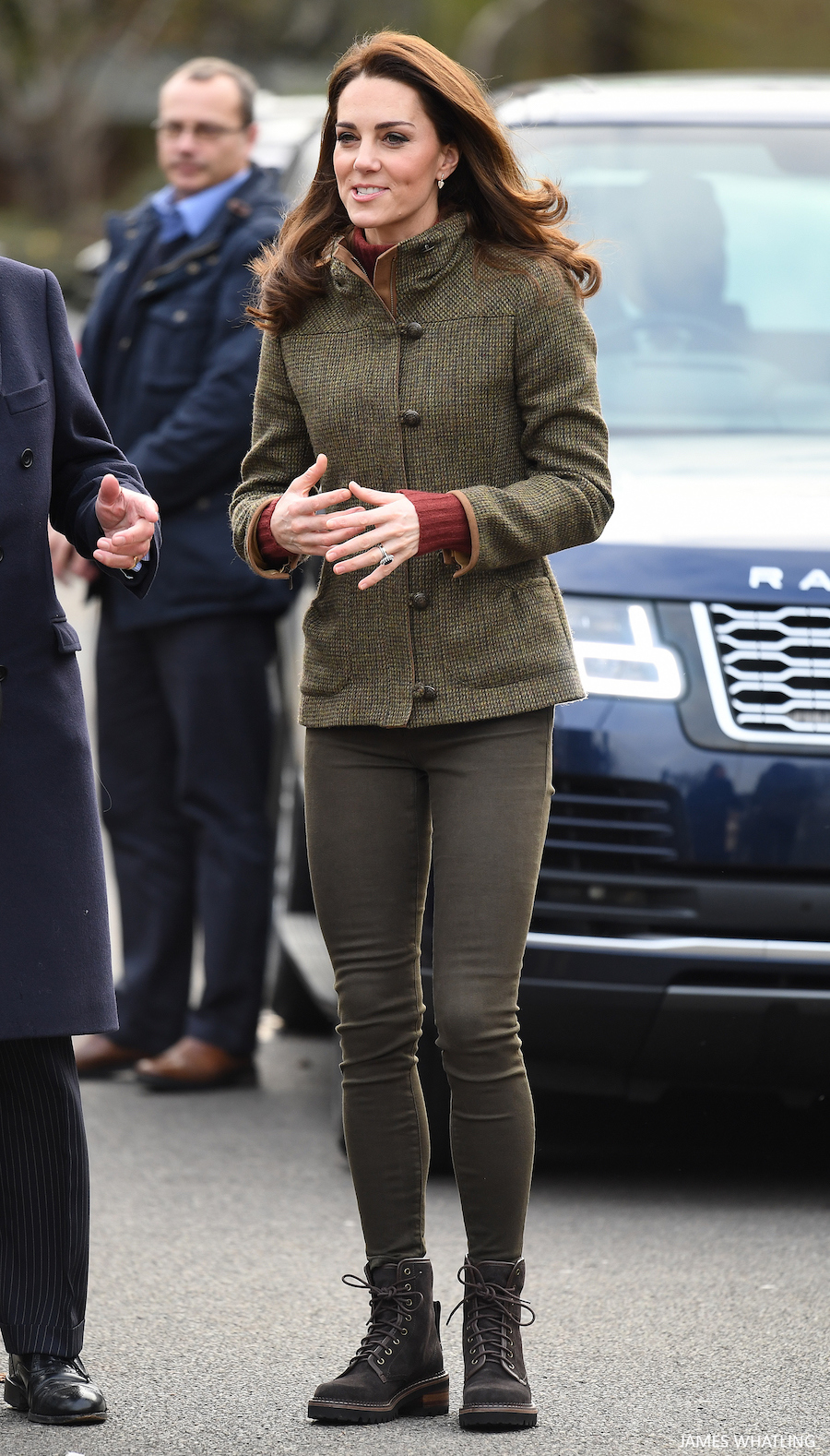 Casual Kate in tweed for community garden visit