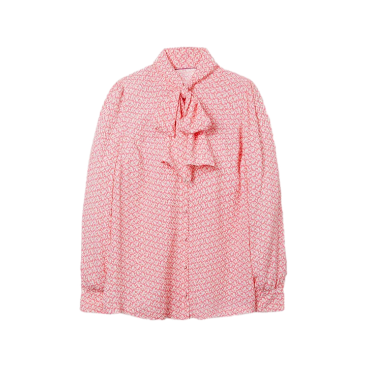 Boden Dora Tie Neck Blouse in Azalea Splash