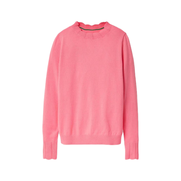 Boden Hambleden Scallop Jumper in Azalea Pink