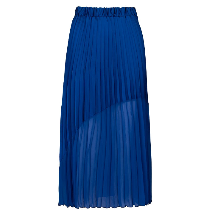 Hope ‘The Contrast Hem’ Blue Pleated Skirt