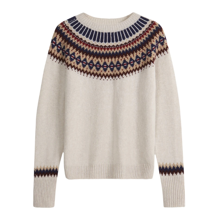 Brora x Troy London Fair Isle Sweater in Almond