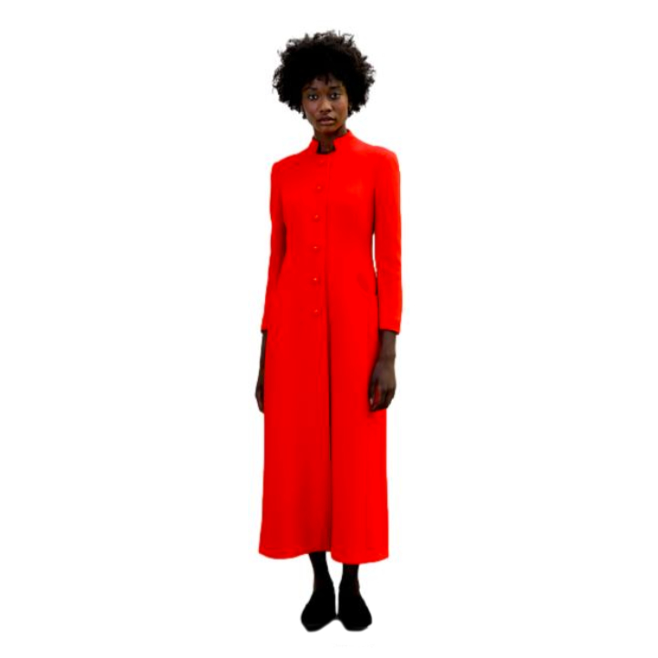 Eponine London Fitted Coat Dress in Red