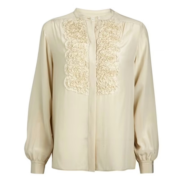 Whistles Kate Ruffled Blouse in Cream Silk