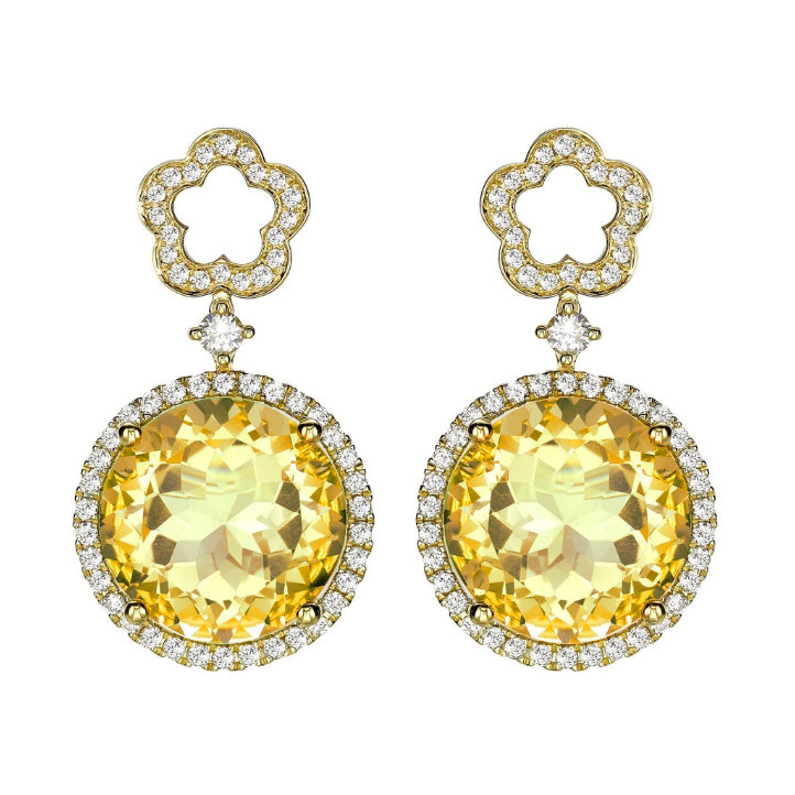 Kiki McDonough Eden Citrine and Diamond Flower Drop Earrings