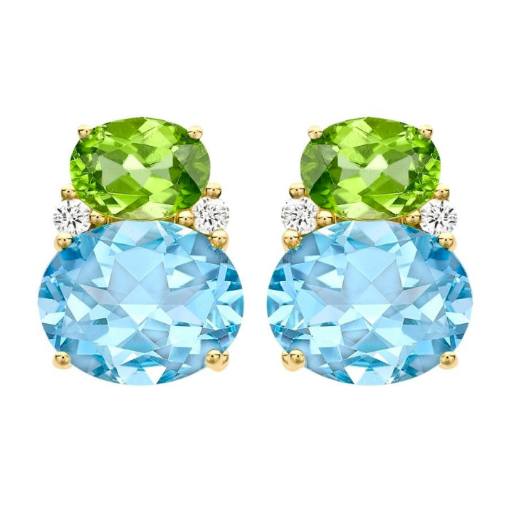 Kiki McDonough Classic Peridot and Blue Topaz Double Oval Stud Earrings