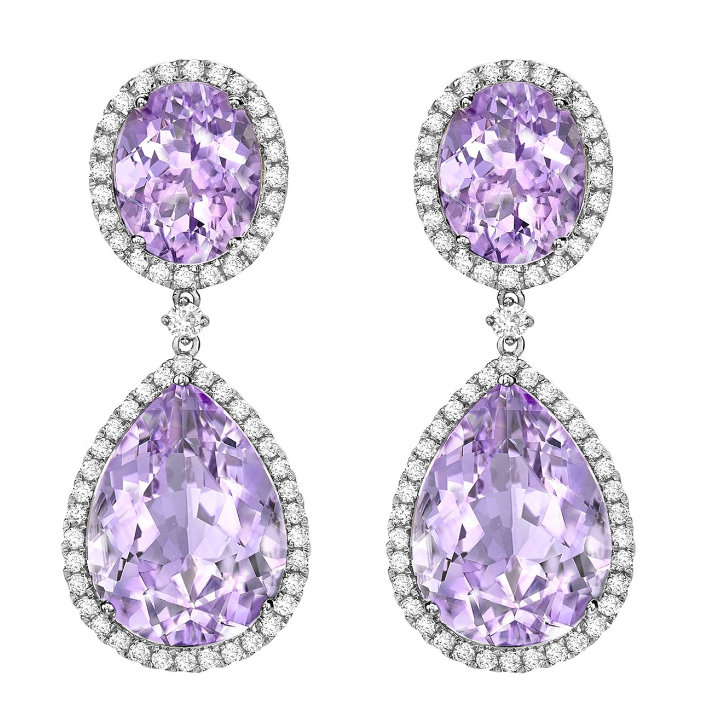 Kiki McDonough Lavender Amethyst Pear and Oval Drop Earrings