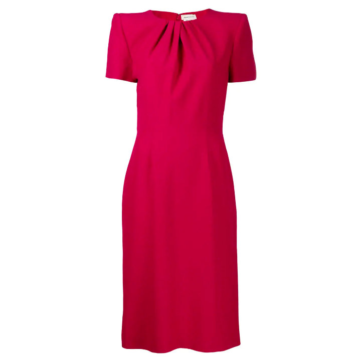Alexander McQueen Leaf Midi Pencil Dress in Pink