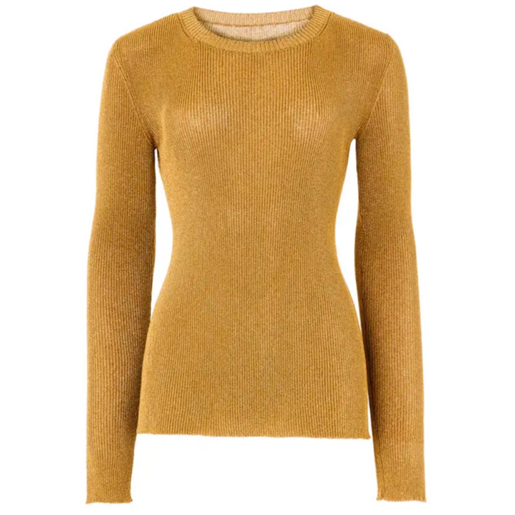 Temperley London Cordial Metallic Knit Top in Gold