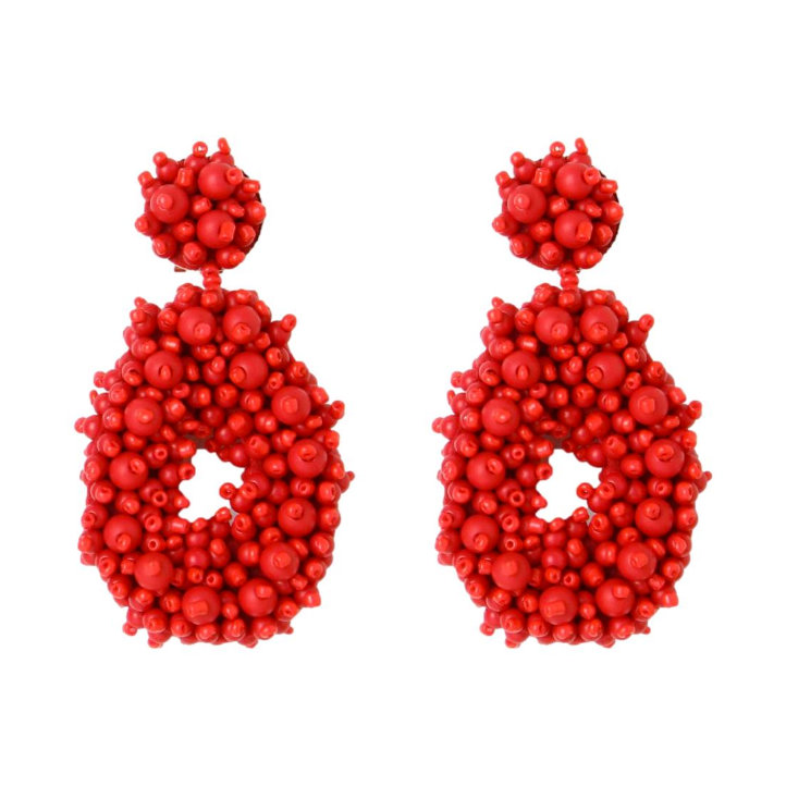 Blaiz Red Beaded Teardrop Earrings