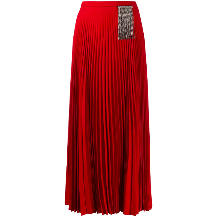 Christopher Kane Red Pleated Maxi Skirt