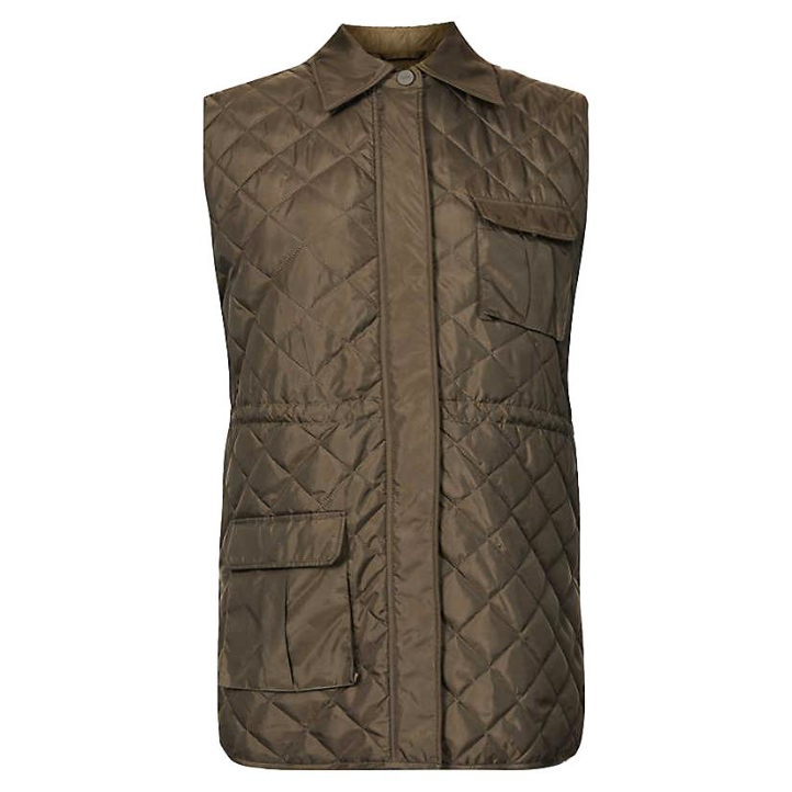 Ganni recycled polyester quilted jacket in khaki