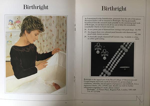 Nigel Milne catalogue image of the 1988 triple-strand pearl bracelet owned by Princess Diana