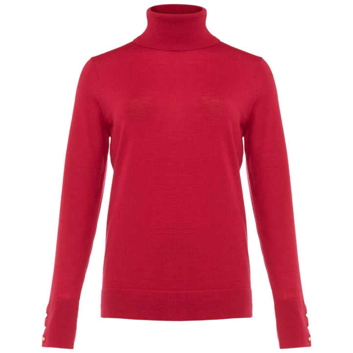 Hobbs Lara Merino Wool Roll Neck Jumper in Granita Pink