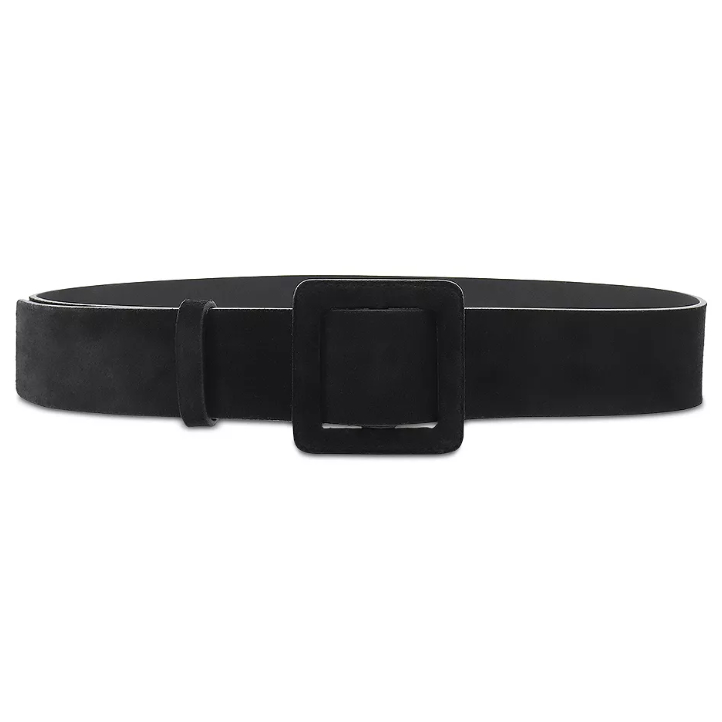 Ba&sh Betty Square Buckle Belt in Black Noir Suede