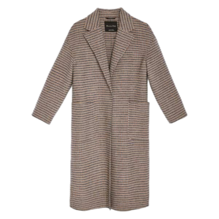 Massimo Dutti handcrafted checked wool coat in beige