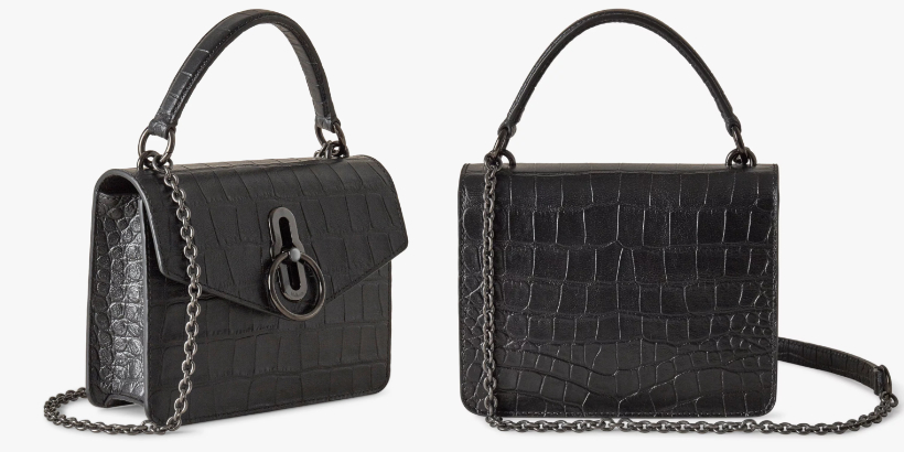 More stock photos of the Mulberry Amberley bag in black croc. these photo show a side and back profile of the bag.