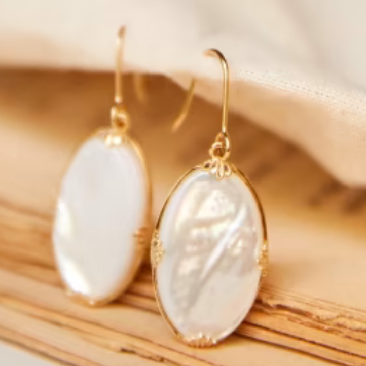 Sézane Celeste Earrings in Mother of Pearl & Gold