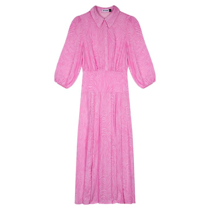 RIXO Izzy Shirt Dress in Pink Marble Zebra
