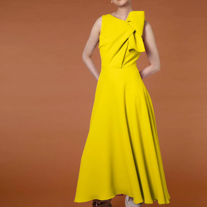 Roksanda Brigitte Dress with Bow in Marigold Yellow