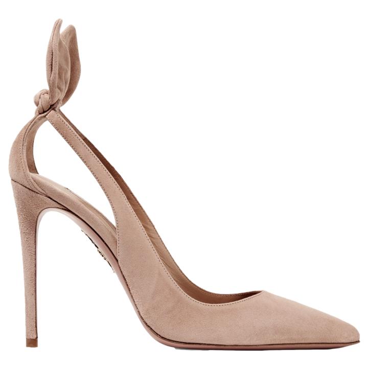 Aquazzura Bow Tie Pumps in Blush Suede