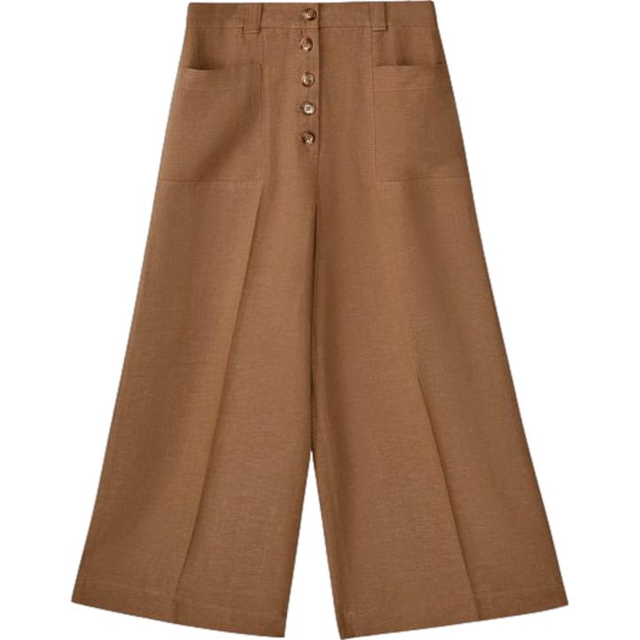 Massimo Dutti Camel Brown Buttoned Culottes