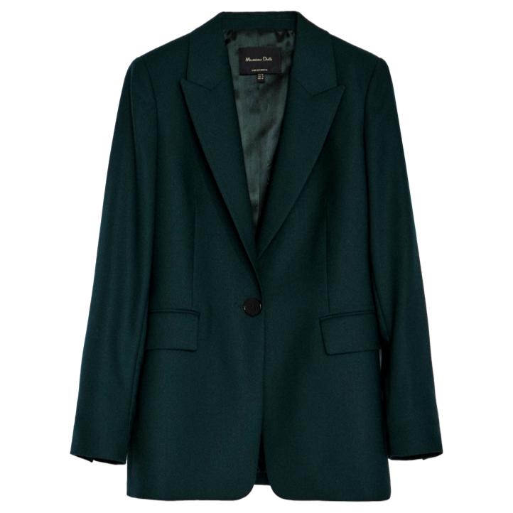 Massimo Dutti Green Wool Flannel Blazer