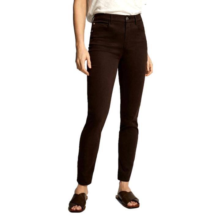Massimo Dutti Chocolate Brown Skinny Fit Satin Trousers