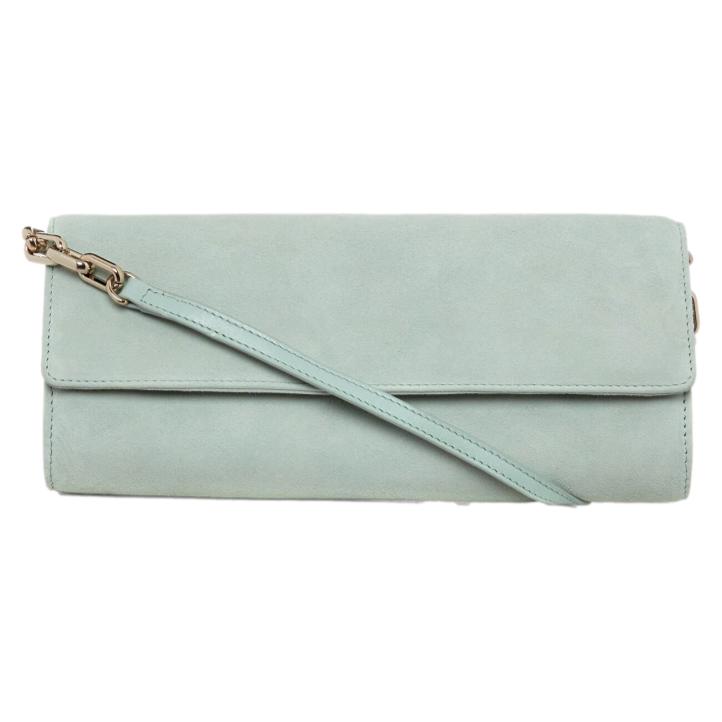 Hobbs London Evesham Suede Clutch Bag in Sage Green