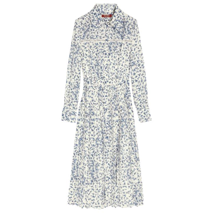 Max Mara Studio Zaza Floral Print dress in white/blue