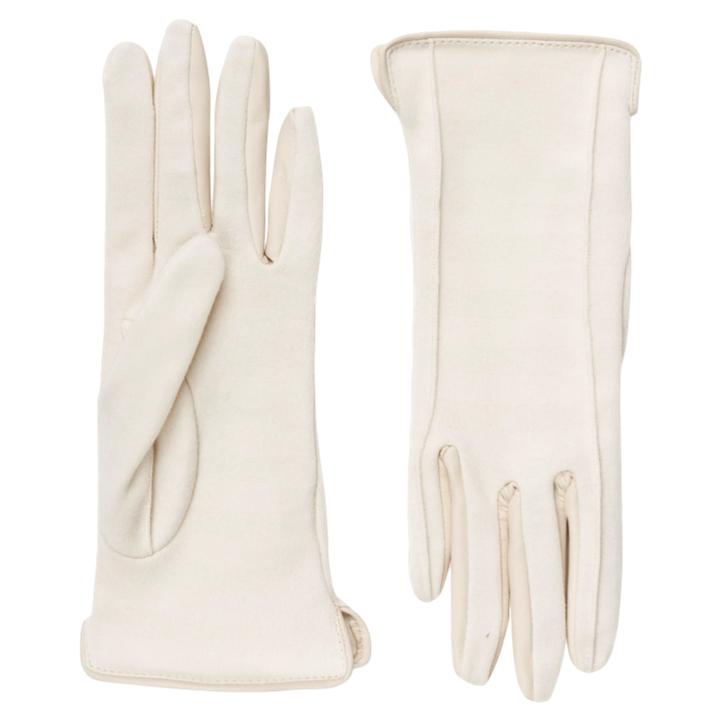 Cornelia James Maud Gloves with Leather Trim in Parchment