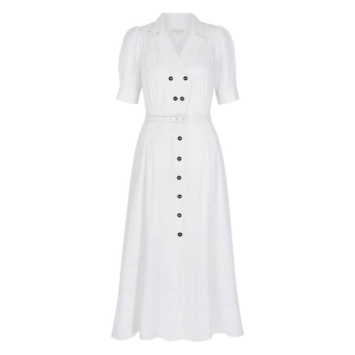Suzannah Flippy Wiggle Dress in White Silk-Crepe