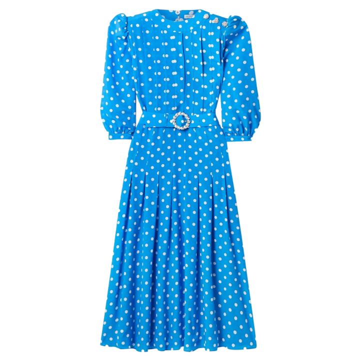 Alessandra Rich Azure Blue Polka Dot Dress