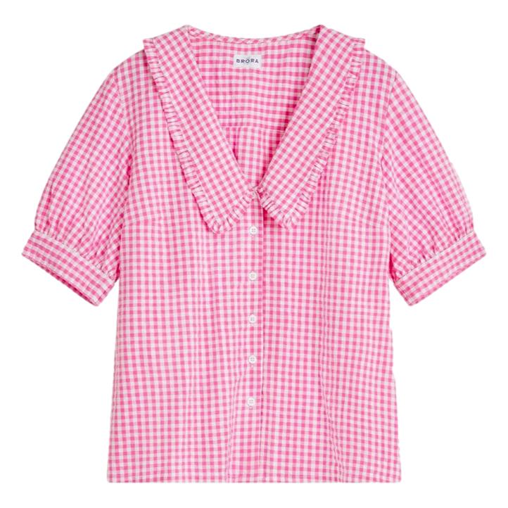 Brora Pink Gingham Chelsea Collar Blouse