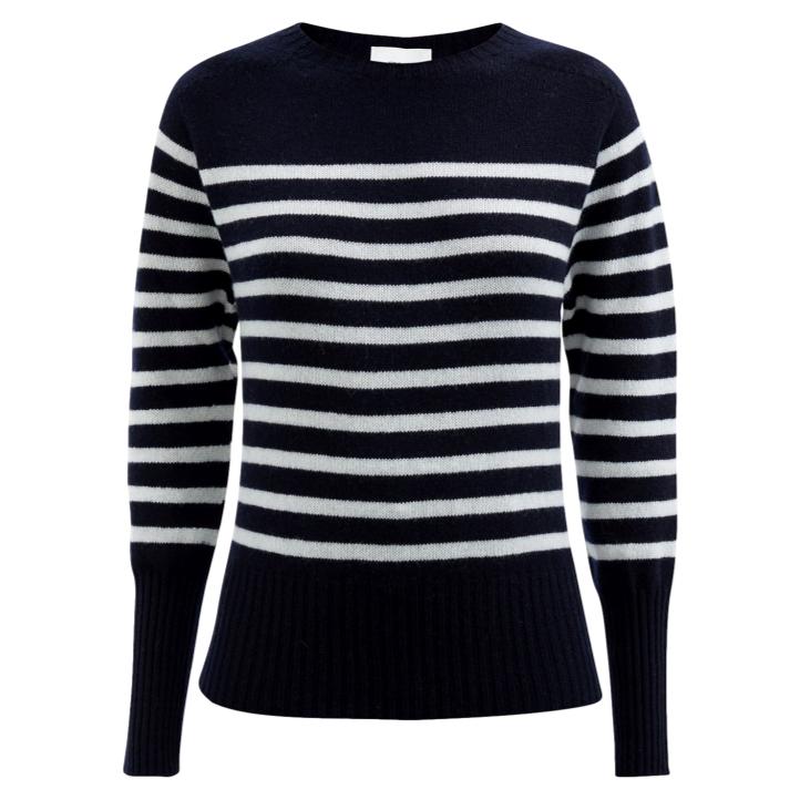 Erdem Lotus Cashmere Sweater in Navy Stripe